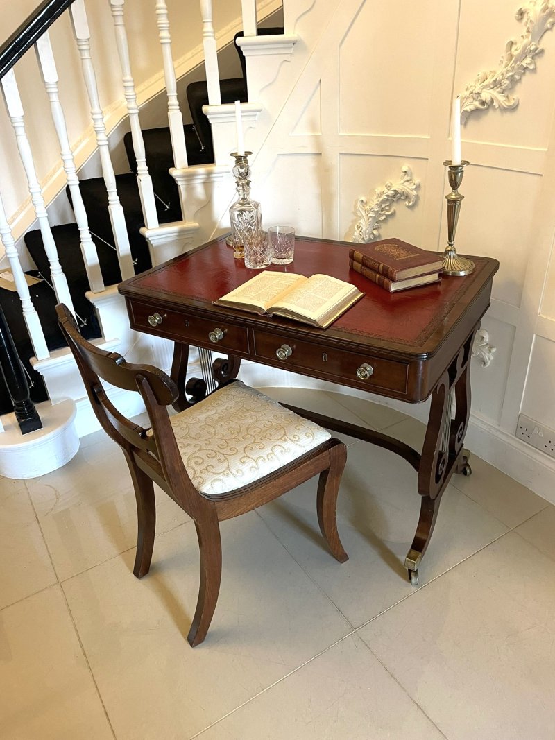 Superb Quality Antique Regency Mahogany Free Standing Writing Desk - Image 5